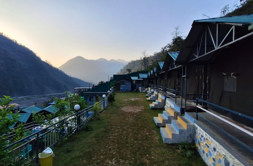 Luxury riverside camping Ganga view